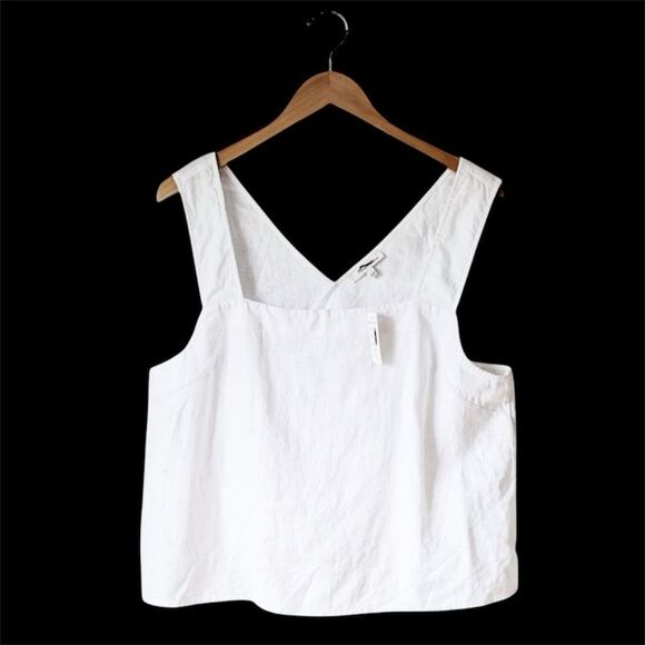 Madewell 100% Linen Cross-Back Sleeveless Top in Eyelet White Size 10 NWT NL035 - Picture 6 of 11